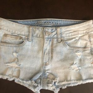 American Eagle Outfitters jean shorts with raw fringed hem size 6